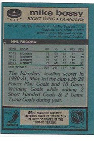 1981-82 Topps Hockey # 4 Mike Bossy