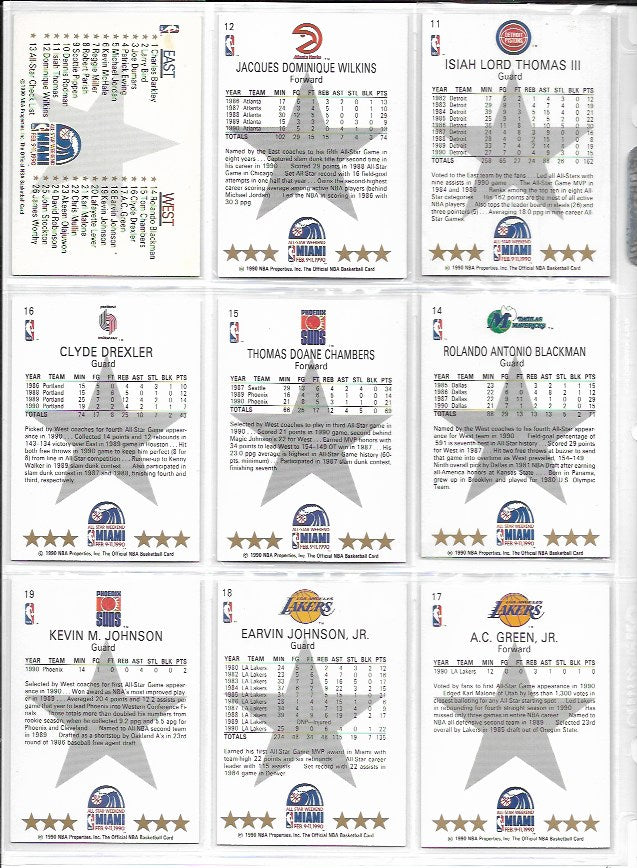 1990 NBA Hoops All-Stars Weekend Miami Insert Set (26) Cards