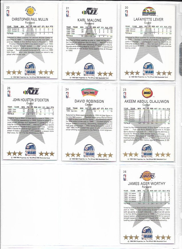 1990 NBA Hoops All-Stars Weekend Miami Insert Set (26) Cards